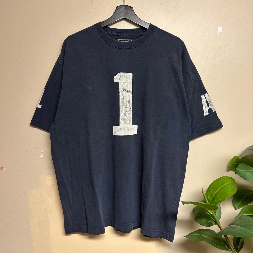 Vintage Abercrombie & Fitch Navy Boxy T Shirt Mens XL Y2K Distressed Graphic 1